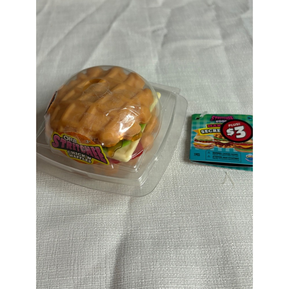 Orb Stretchee Food Chicken Waffles Squishy Sensory Toy 7 Piece Set New